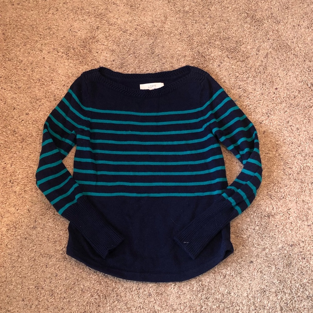 LOFT | Navy Blue and Turquoise Sweater